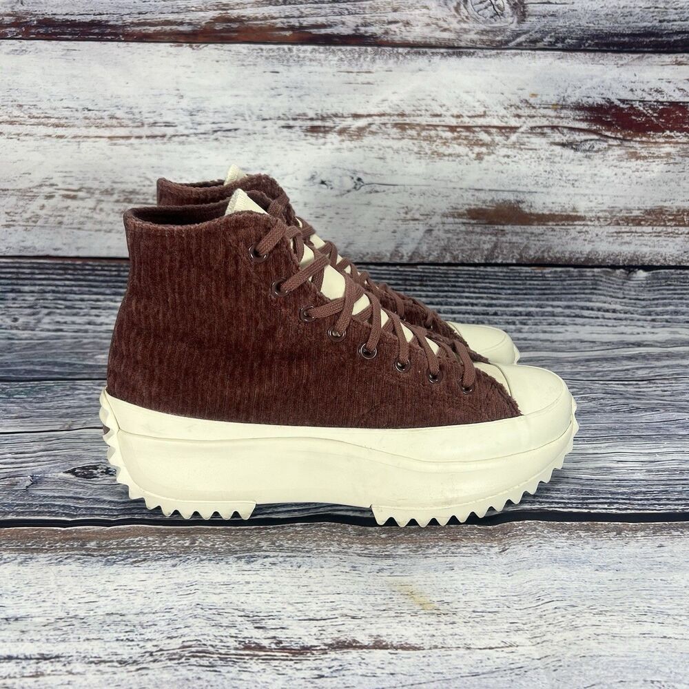Converse Run Star Hike Corduroy Wine Platform High Top Sneakers Women’s 10.5